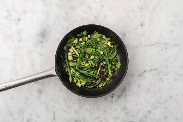 Cook the soy garlic greens