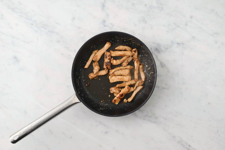 Cook the pork strips