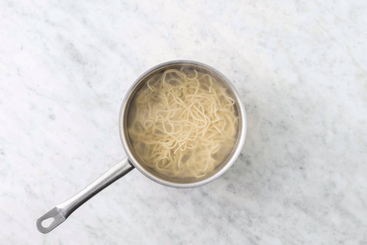 Cook the egg noodles & prep