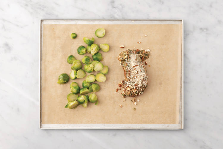 Roast the pork & Brussels sprouts