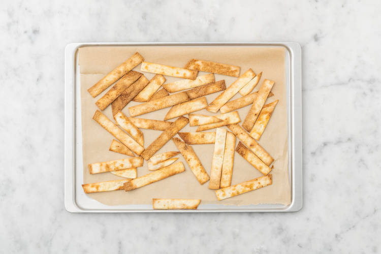 Bake the tortilla chips