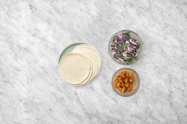 Make the salsa & assemble the slaw