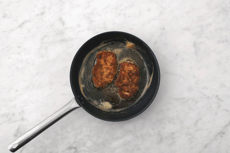 Cook the pork schnitzel