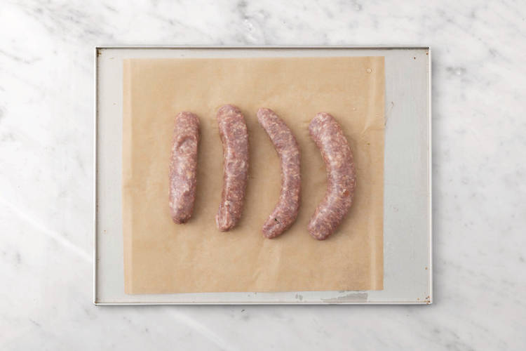 Bake the veggies & sausages