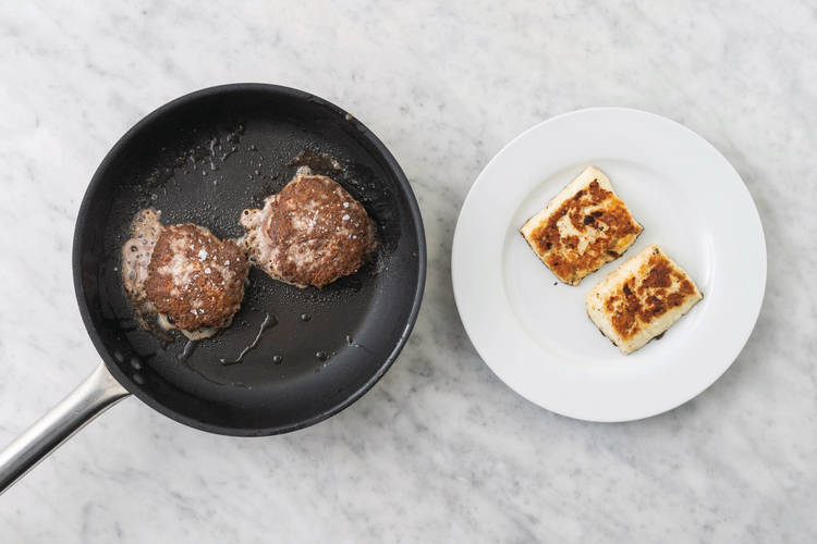 Cook the haloumi & patties