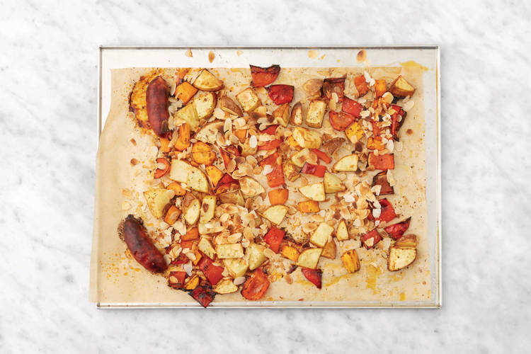 Add the chorizo & almonds