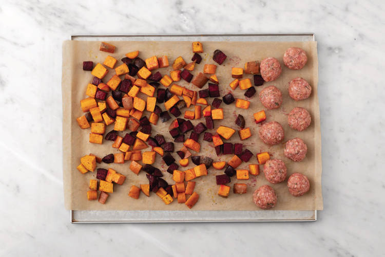 Roast the veggies & meatballs