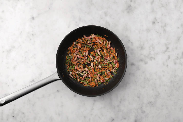 Cook the bacon & veggies