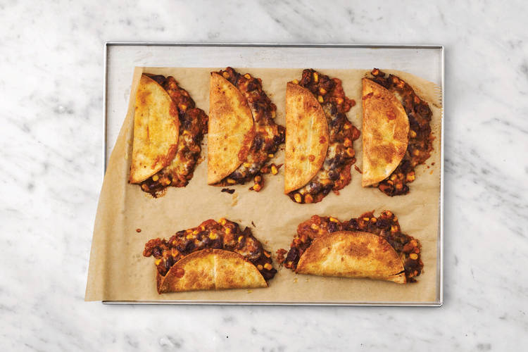 Bake the quesadillas 