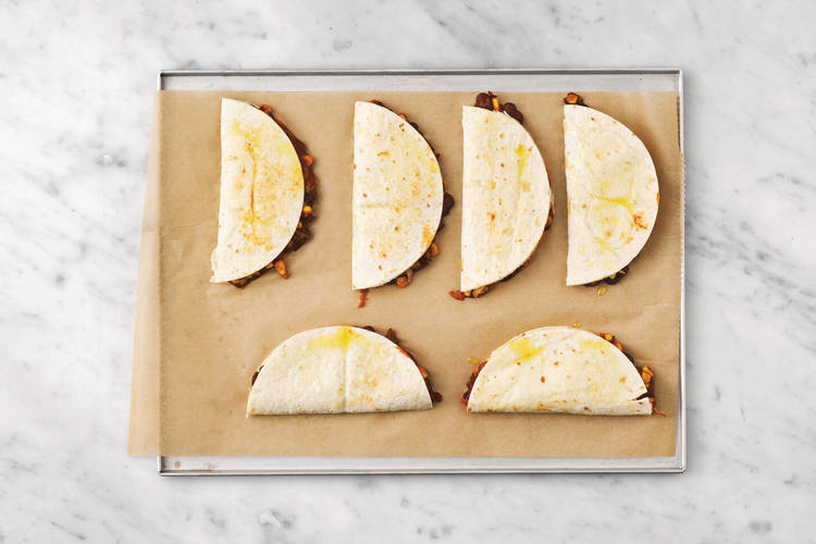 Assemble the quesadillas 