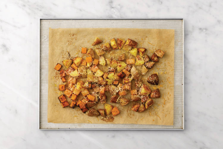 Roast the cheesy veggies