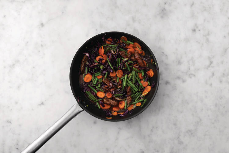 Cook the veggies & beef