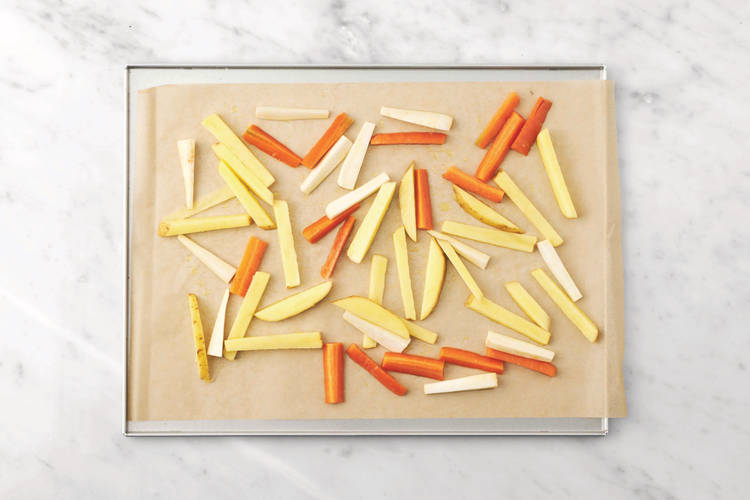 Bake the veggie fries