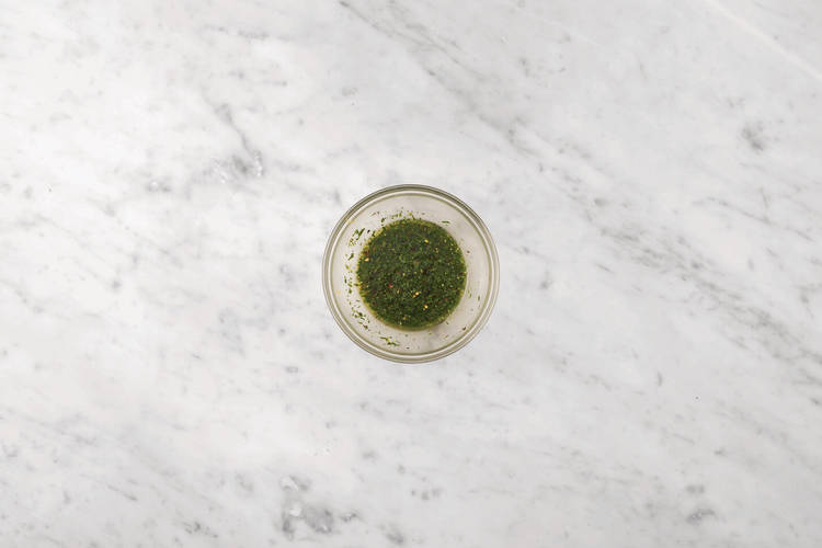 Make the homemade chimichurri sauce