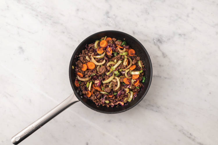 Cook the beef & veggies