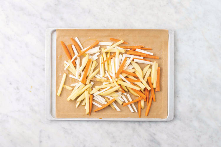 Bake the veggie fries