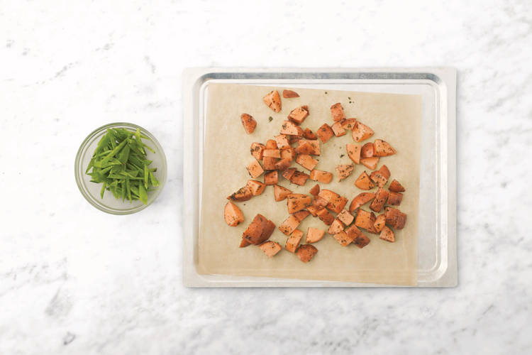 Bake sweet potato chunks