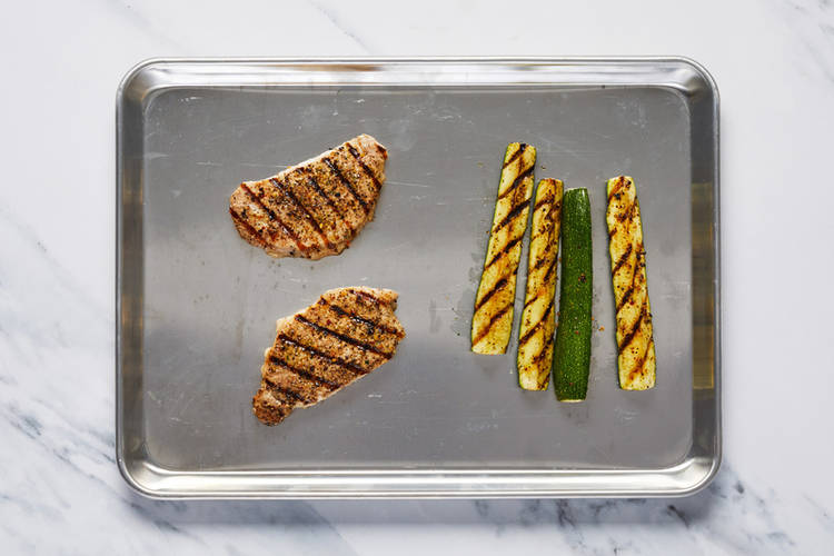 Grill pork and zucchini