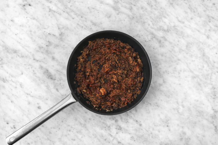 Fry the brisket & beans