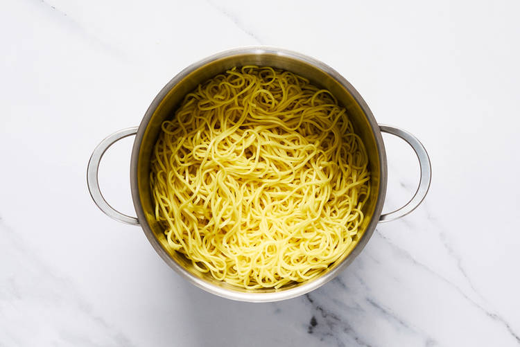 Cook linguine and shrimp
