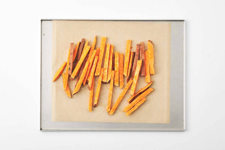 Make the sweet potato fries