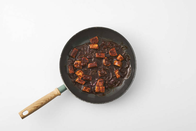 Fry the onion & tempeh