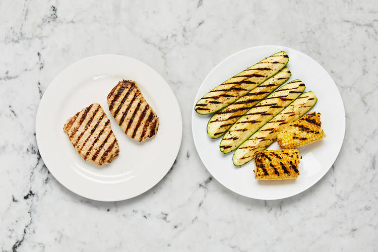 Grill chicken and veggies