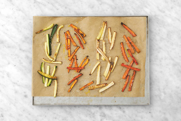 Bake the veggie fries