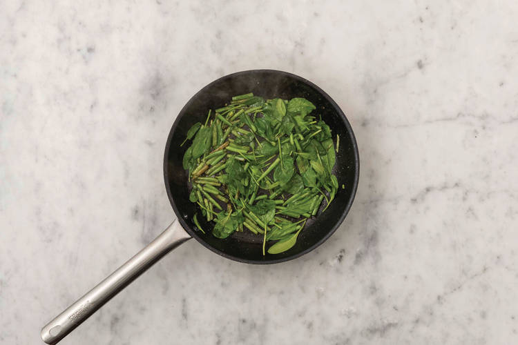 Cook the garlic greens