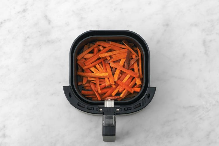 Air fry the sweet potato
