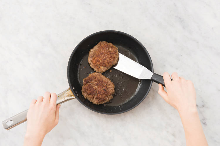 Cook the bacon & patties