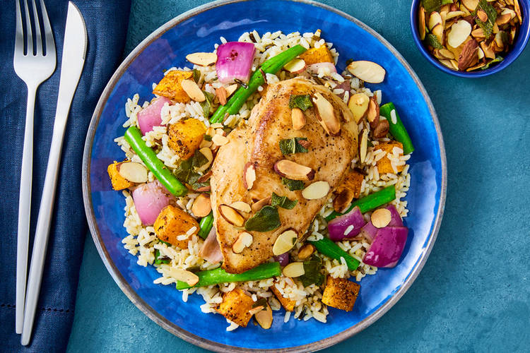 Pan-fry topping and serve