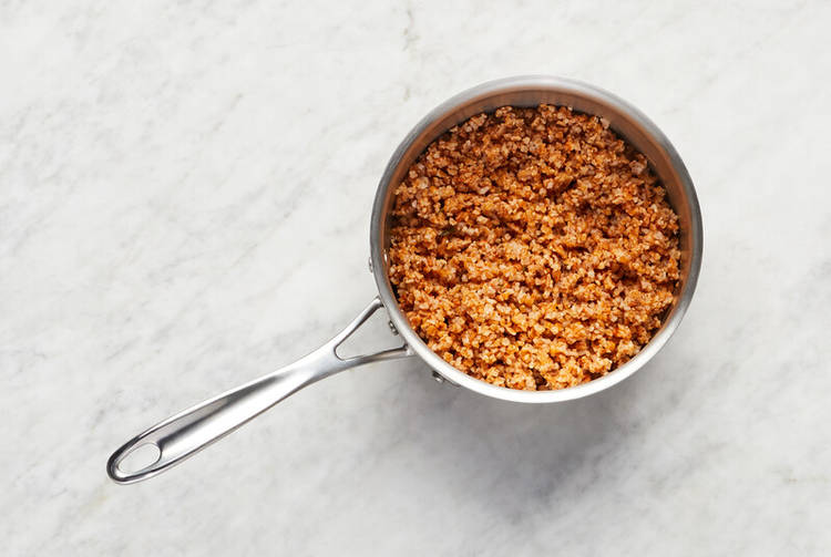 Prep veggies and cook bulgur