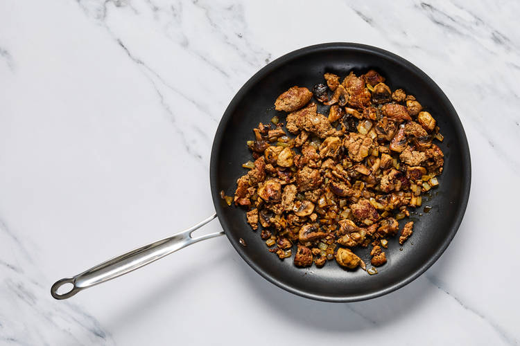 Cook meat and veggies