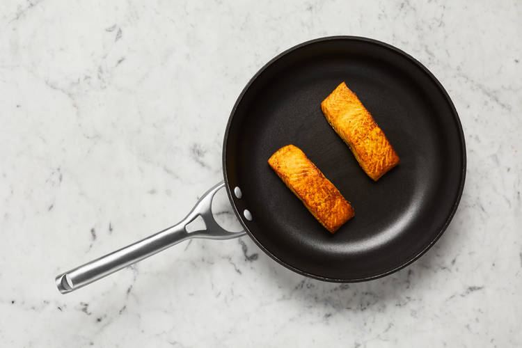 Prep and sear salmon