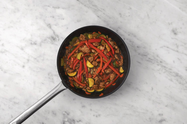 Cook the veggies & pork