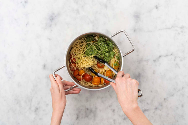 Spaghetti mischen