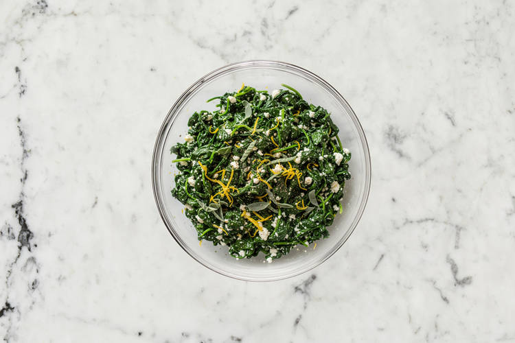 Make spinach-goat cheese topping