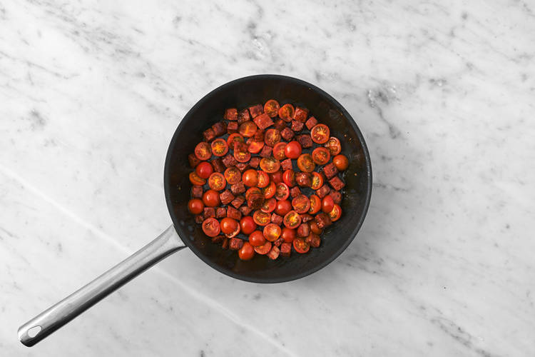 Cook the chorizo & veggies