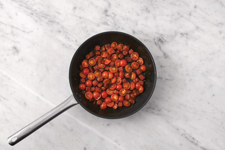 Cook the chorizo & veggies
