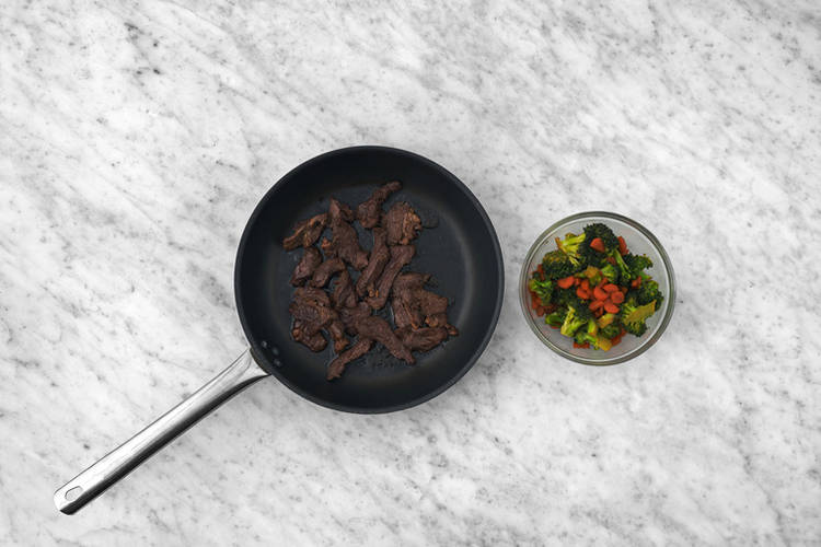 Cook the beef & veggies