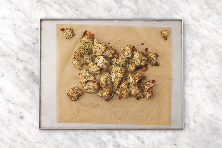 Bake the cauliflower & cook the haloumi