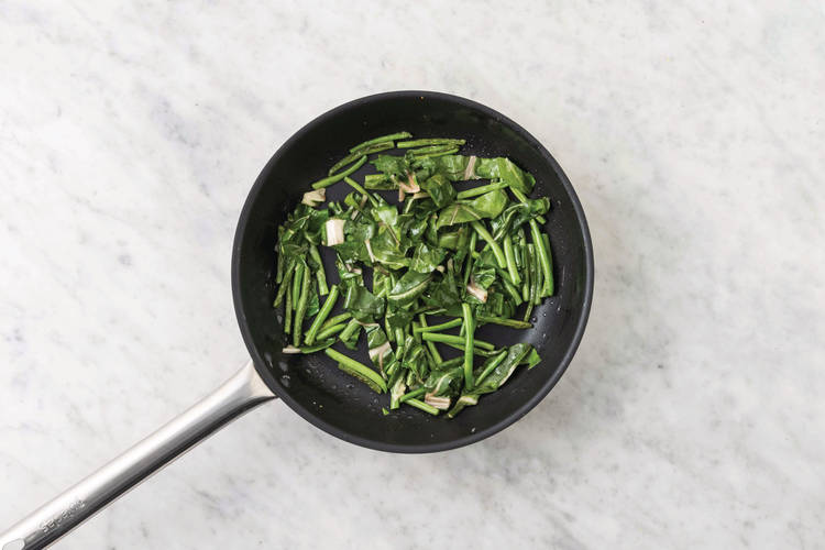 Cook the garlic greens