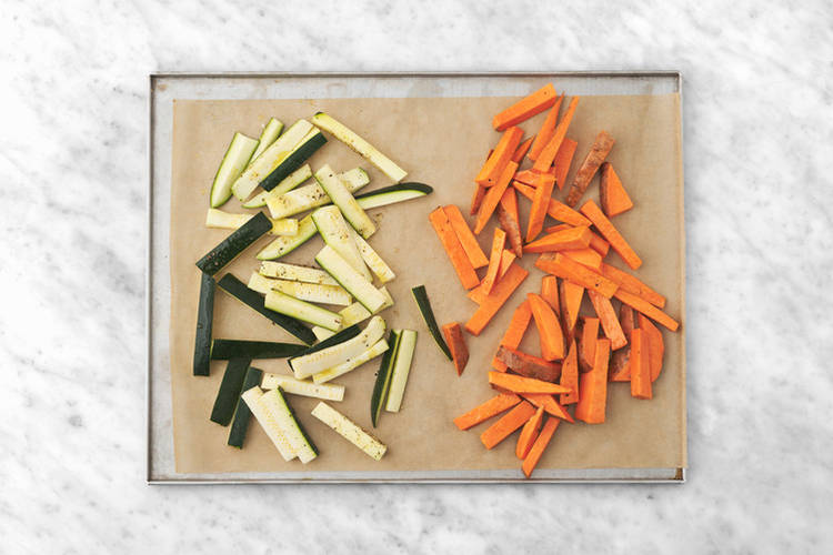 Bake the veggie fries