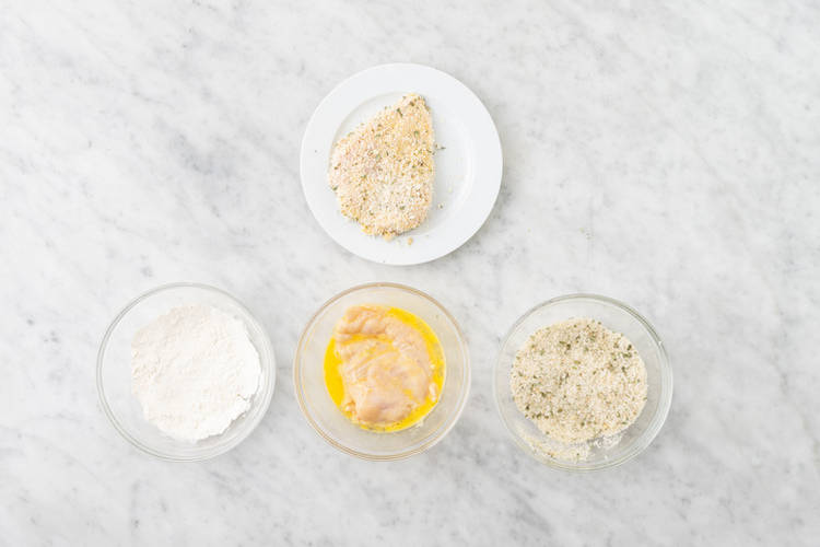 Crumb the chicken schnitzel