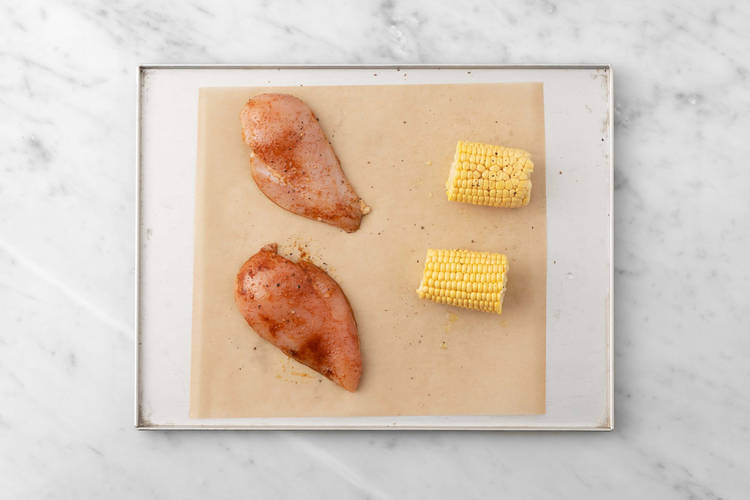 Tillaga majs och kyckling