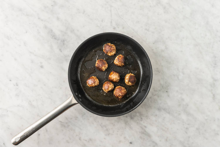 Cook the meatballs & prawns