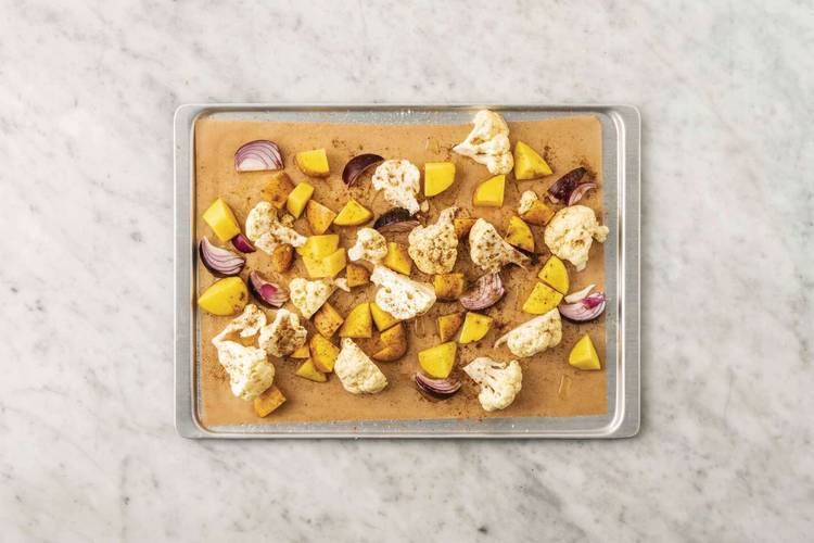 Roast the veggies & chorizo