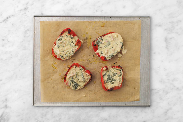 Bake the stuffed capsicums