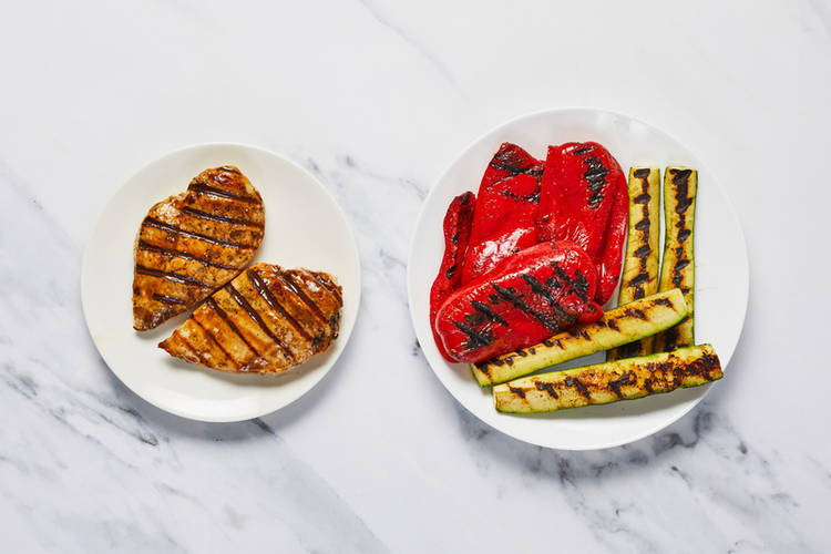 Grill chicken and veggies